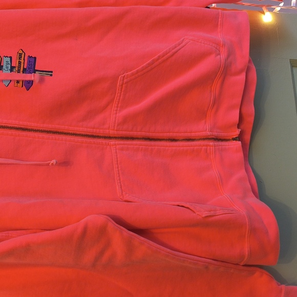 Women's Comfort Colors Hot Coral Pink Zip Up Florida Key West Hoodie L - Picture 7 of 12